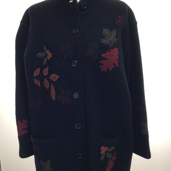 NORDIC design womens coat sz large black 100% wool - Picture 4 of 12